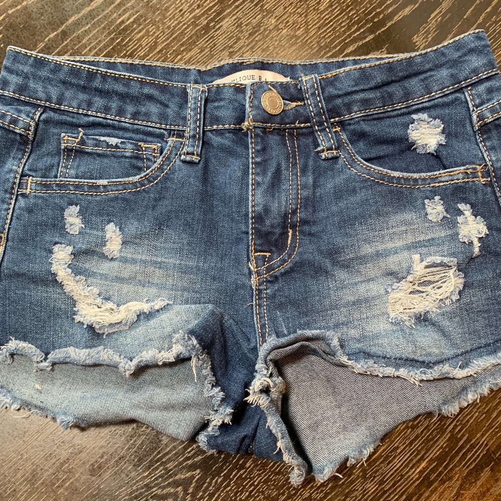 KLIQQUE B Distressed Jean Shorts